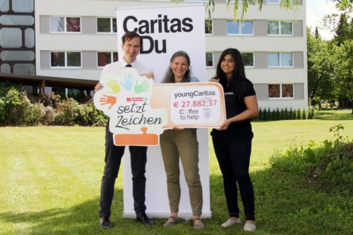 v.l.: Karl Dobrautz (SPAR), Ursula Luschnig und Sandra Disho (Caritas Kärnten)  (© Foto: Caritas Kärnten)