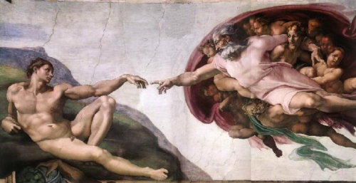 Michelangelo Buonarotti, Gott erschafft den Menschen; Detail Sixtinische Kapelle (© Foto: wikipedia)