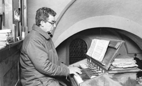 Mežnar in organist + Jožef Schwann p.d. Mežnar (© Foto: Pfarrarchiv Augsdorf-Loga vas)