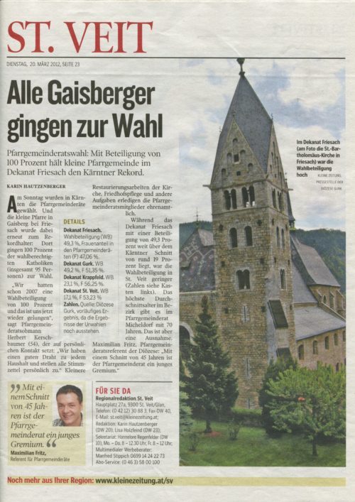 Auszug aus der Kleinen Zeitung vom 20.03.2012 (© Foto: Kleine Zeitung)