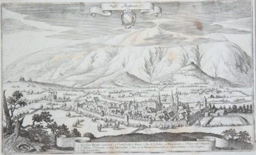 Stadt St. Andrä im 17. Jahrhundert (© Foto: Matthäus Merian)