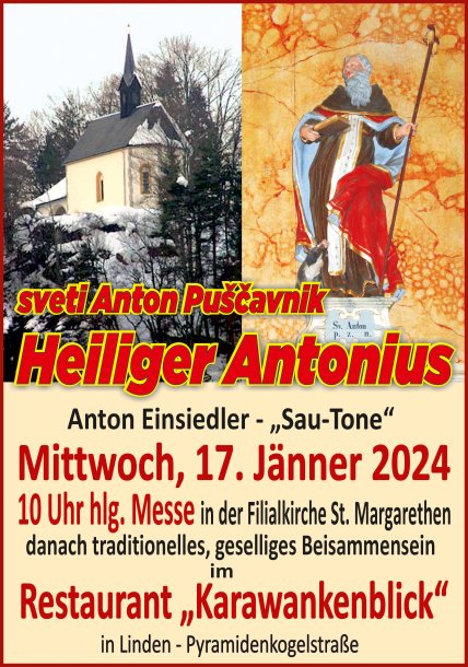 Bild: 17. Jänner 2024: Heiliger Antonius - sveti Anton Puščavnik