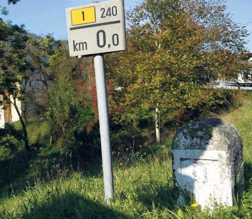 Grenzstein bei Lavamünd (Foto: David Zwitter)