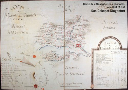 Karte des Klagenfurter Dekanates um 1811 (© Foto: Archiv der Diözese Gurk)