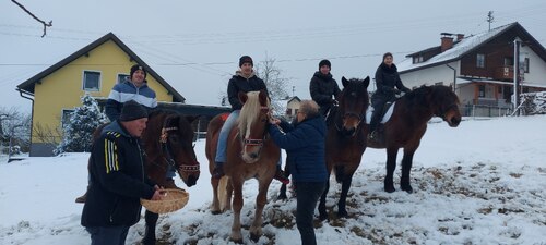 Pferdesegnung – Brot und Salz für die Pferde, Erinnerungsplaketten für die Pferdebesitzer. (Bild: P. St.).