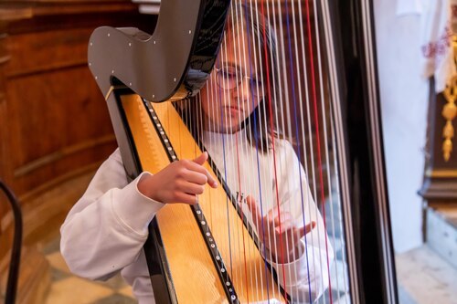 Anna Aicher an der Harfe<br />
Foto: Anton Wieser