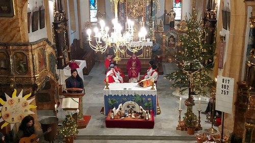 PGR-Obfrau Kucher, am Ambo, berichtet zu den Bauvorhaben und zum Pfarrleben. (Bild: P. St.).