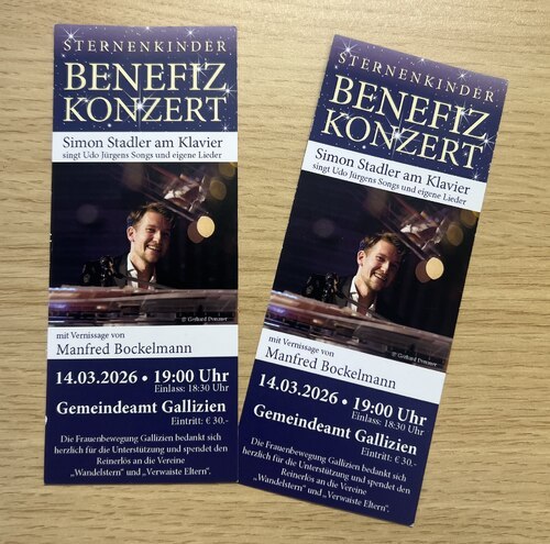 Herzliche Einladung zum Benefizkonzert mit Simon Stadler (Bild: Frauenbewegung Gallizien)