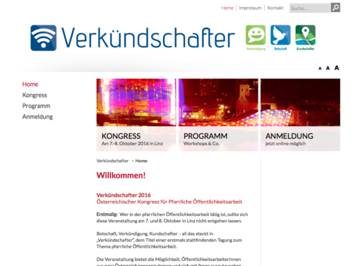 auf www.katholisch.at/verkuendschafter gibts weitere Infos zum Kongress (© Foto: screenshot verkündschafter-homepage; fotomax)