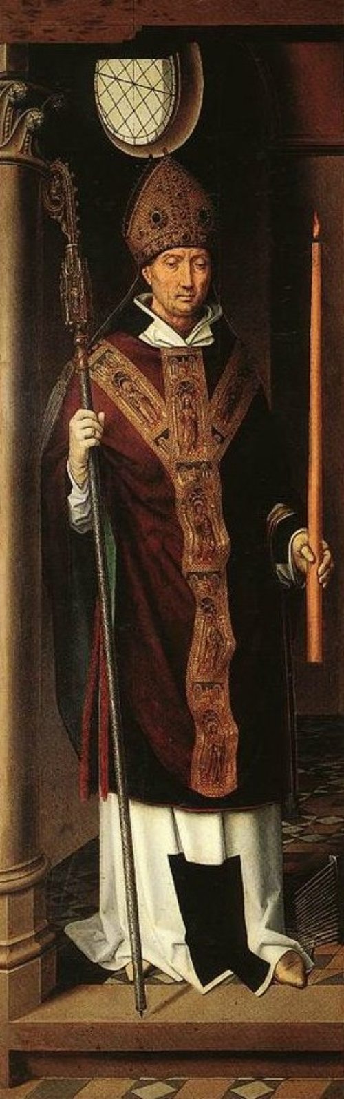 Der Heilige Blasius, Bild von Hans Memling, Passionsaltar 1491, Museum für Kunst und Kulturgeschichte in Lübeck (© Foto: www.Heiligenlexikon.de)