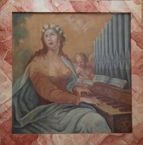 Darstellung der hl. Cäcilia auf der Barockorgel der Stiftskirche Ossiach; Foto: E. Aichholzer Darstellung der hl. Cäcilia auf der Barockorgel der Stiftskirche Ossiach; Foto: E. Aichholzer