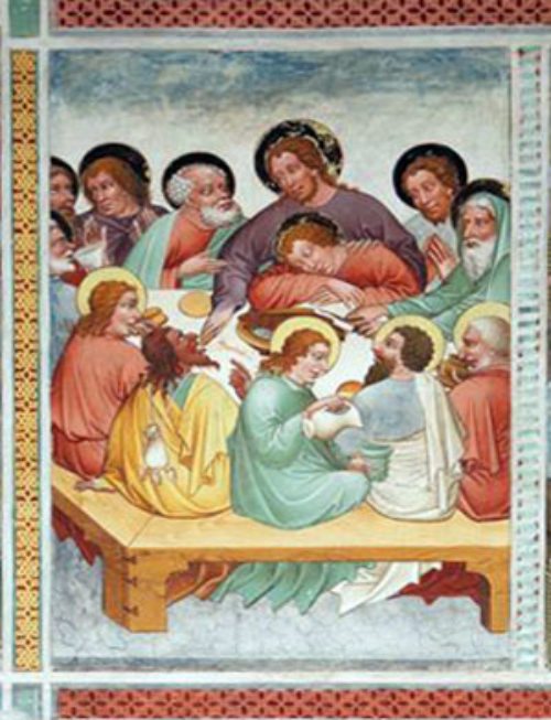 Abendmahlszene - Fresko in der Kirche von Gerlamoos (© Foto: Eduard Mahlknecht) Abendmahlszene - Fresko in der Kirche von Gerlamoos (© Foto: Eduard Mahlknecht)