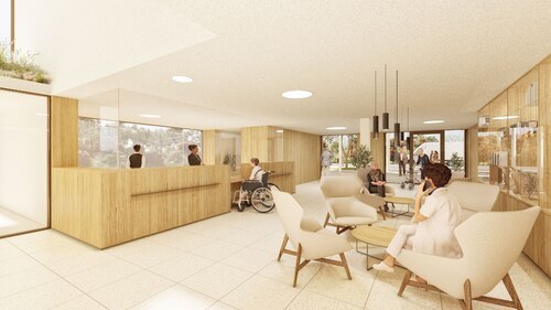 Diakonie Klinik Waiern – Foyer (Foto: Dietger Wissounig Architekten) Diakonie Klinik Waiern – Foyer (Foto: Dietger Wissounig Architekten)