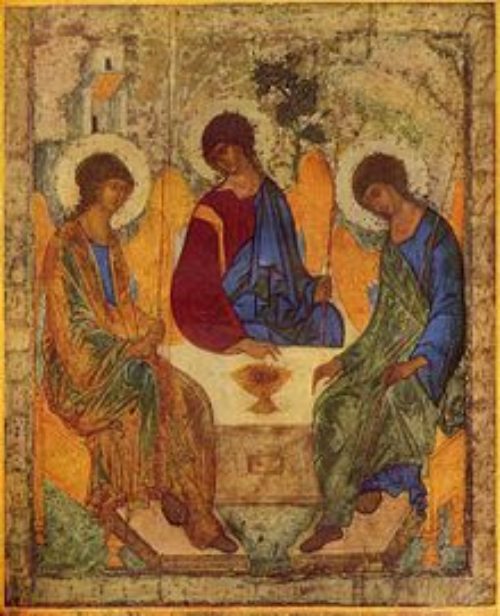 Dreifaltigkeitsikone von Rubljow (© Foto: https://de.wikipedia.org/wiki/Andrei_Rubljow_(Ikonenmaler)) Dreifaltigkeitsikone von Rubljow (© Foto: https://de.wikipedia.org/wiki/Andrei_Rubljow_(Ikonenmaler))