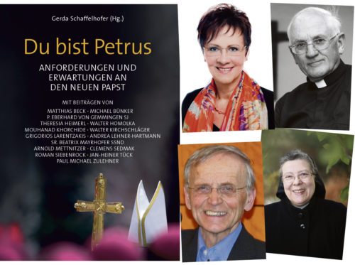 Namhafte Theologen konnte Gerda Schaffelhofer (o. li.) gewinnen um Bestandsaufnahme und Ausblick des Petrusamtes zu erstellen, u.a. Sr. B. Mayrhofer, Paul M. Zulehner, P. E. v. Gemmingen (© Foto: Lalo Jodlbauer, Katrin Bauer, Haab, privat)
