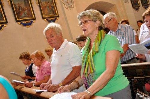 Aus voller Kehle wurden die vielen wunderschönen Marienlieder von den Wallfahrern gesunden. (© Foto: Edith Korak) Aus voller Kehle wurden die vielen wunderschönen Marienlieder von den Wallfahrern gesunden. (© Foto: Edith Korak)