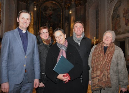 Dompfarrer Peter Allmaier, Pfarrerin Monika Pülz, Autorin Claudia Rosenwirth-Fendre, Superintendent Manfred Sauer, Bäckerin und Kunsthüterin Hermine Wiegele (© Foto: Rosenwirth-Fendre)