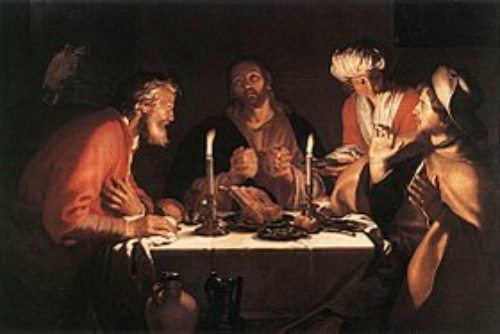 Szene des Evangeliums vom Ostermontag: Die beiden Jünger erkennen Jesus beim Brechen des Brotes in Emmaus (Ölgemälde von Abraham Bloemaert, 1622) (© Foto: Textquelle: https://de.wikipedia.org/wiki/Ostermontag) Szene des Evangeliums vom Ostermontag: Die beiden Jünger erkennen Jesus beim Brechen des Brotes in Emmaus (Ölgemälde von Abraham Bloemaert, 1622) (© Foto: Textquelle: https://de.wikipedia.org/wiki/Ostermontag)