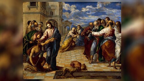 Jezus ozdravi slepega (slika/fotografija: El Greco, Public domain, via Wikimedia Commons)