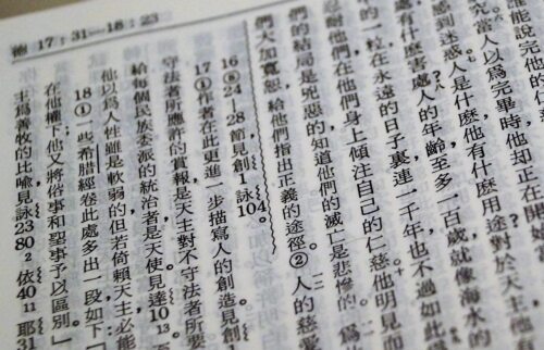 Eine Exemplar der ins chinesische übersetzte Bibel von P. Gabriele M. Allegra<br />
Foto: P. Emmanuel-Maria Fitz OFM