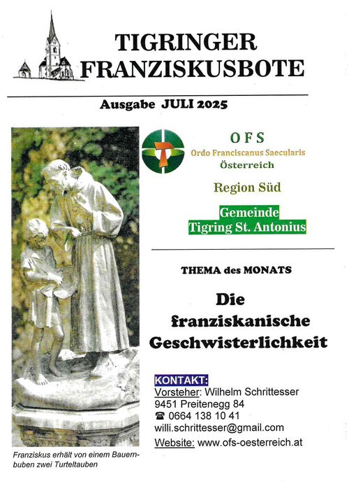 Cover Franziskusbote Juli 2025 - Christine Walder (Bildrechte sind zwingend anzugeben!) Cover Franziskusbote Juli 2025 - Christine Walder (Bildrechte sind zwingend anzugeben!)
