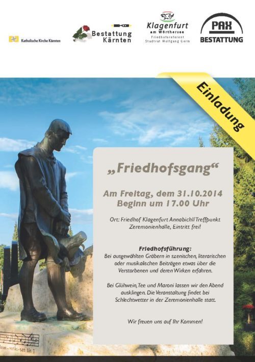 Einladung zum Friedhofsgang. (© Foto: Stadtpastoral)