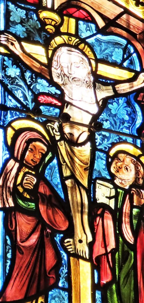 “Der Gekreuzigte • Križani“<br />
(Glasfenster, 15. Jh. • Barvno okno, 15. stol.)<br />
Pfarrkirche Neuhaus-Suha<br />
Foto/slika: Pfarrarchiv Neuhaus Suha “Der Gekreuzigte • Križani“<br />
(Glasfenster, 15. Jh. • Barvno okno, 15. stol.)<br />
Pfarrkirche Neuhaus-Suha<br />
Foto/slika: Pfarrarchiv Neuhaus Suha