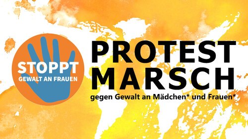 Protestmarsch gegen Gewalt an Mädchen* und Frauen* (Grafik: KHG/Skriner)