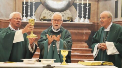 Z leve: nadškof Franz Lackner, škof Jože Marketz in kardinal Christoph Schönborn (Foto: Kathpress/Wuthe)