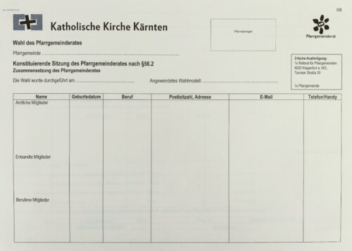 Das Formular für die konstituierende Sitzung