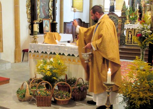 Segnung der heiligen Kräuter in der Pfarrkirche St. Stefan. (Bild: PSt.)