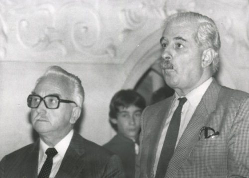 Die beiden Co-Vorsitzenden der ersten Stunde: Dr. Ernst Waldstein (re.) und Dr. Valentin Inzko (li.) (© Foto: Nedelja-Archiv)