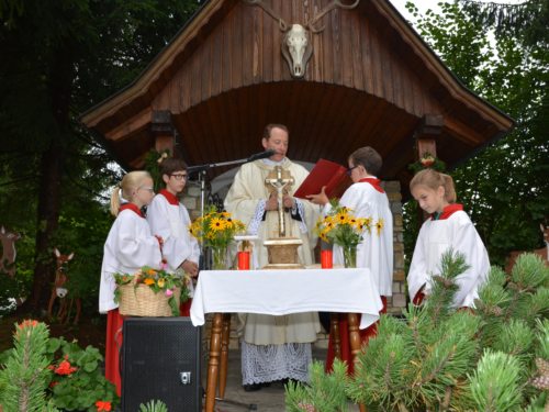 Pfarrer Miklau vor der Hubertuskapelle in Arndorf. (© Foto: Michael Habernigg)