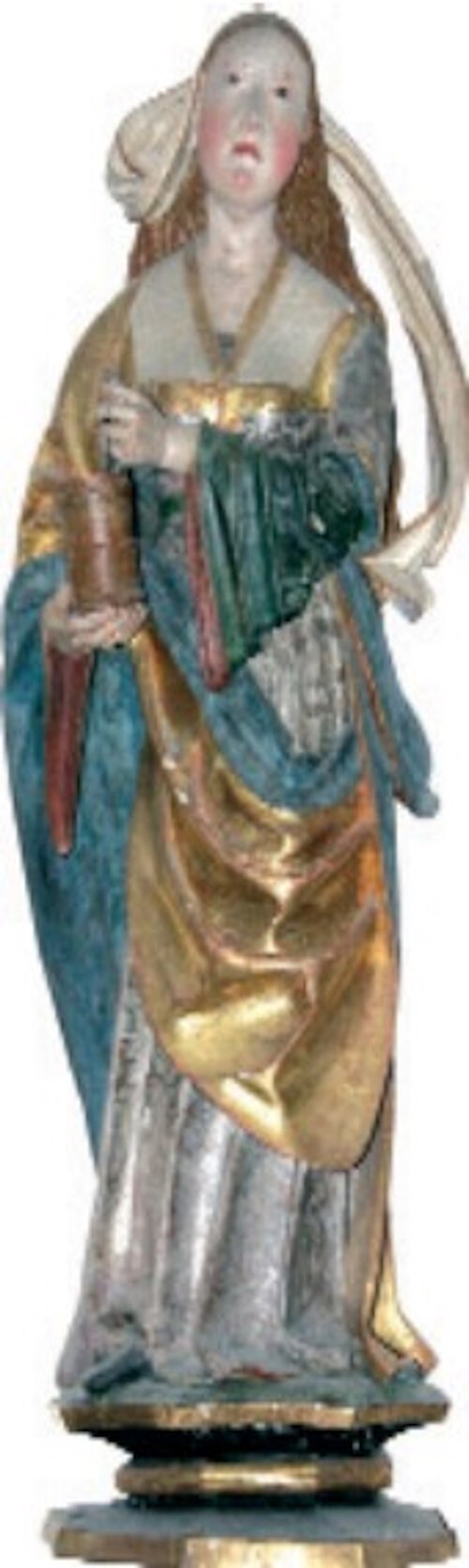 Kirchenpatronin Magdalena mit dem Salbölgefäß (Pfarrarchiv)