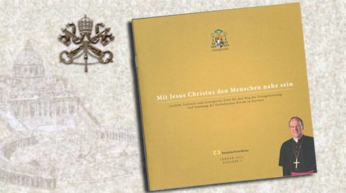 Leitbild, Leitziele und strategische Ziele für den Weg der Evangelisierung und Stärkung der Katholischen Kirche in Kärnten sind Inhalt der an Papst Benedikt XVI. überreichten Broschüre (© Foto: KH Kronawetter / Internetredaktion (Fotomontage)) Leitbild, Leitziele und strategische Ziele für den Weg der Evangelisierung und Stärkung der Katholischen Kirche in Kärnten sind Inhalt der an Papst Benedikt XVI. überreichten Broschüre (© Foto: KH Kronawetter / Internetredaktion (Fotomontage))