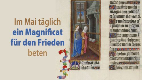 Das Magnificat aus einem Stundenbuch des frühen 15. Jahrhunderts. Es ist die Antwort Mariens auf den Gruß ihrer Verwandten Elisabet. Beide Frauen deuten ihr Leben auf dem Hintergrund der Heiligen Schrift, in der sie gemeinsam lesen. (Foto: gemeinfrei Wikicommos)