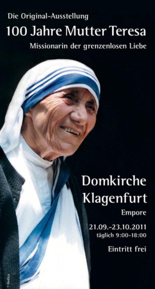 Coverbild des Ausstellungsfolders - 100 Jahre Mutter Teresa (© Foto: Missio / Hnilica)