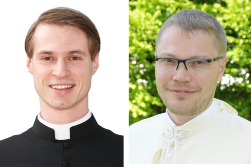 Bernd Wegscheider (links) und Maximilian Thaler feiern in ihren Heimatpfarren Primiz. (© Foto: Priesterseminar, Stift Wilten )