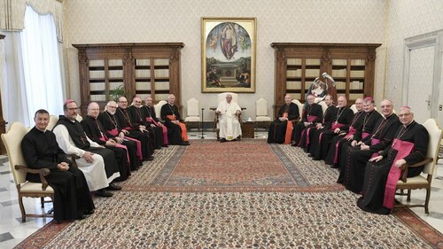 Die österreichischen Bischöfe zu Besuch bei Papst Franziskus (Foto: Vatican-Media) Die österreichischen Bischöfe zu Besuch bei Papst Franziskus (Foto: Vatican-Media)