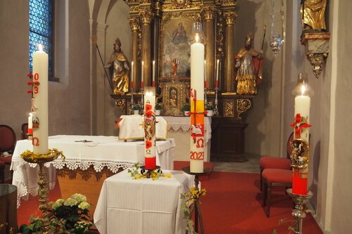 Osterkerzen der Pfarren Arriach, Innerteuchen, Treffen und Afritz