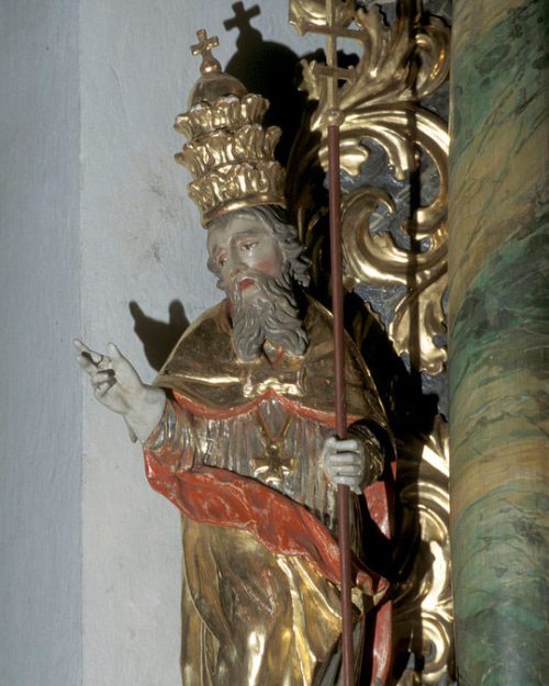 Der hl. Silvester (Filialkirche hl. Nikolaus, Dellach, Pfarre St. Daniel im Gailtal, um 1720) - ein Papst als Namensgeber für den letzten Tag des Jahres (© Foto: Prof. Heinz Ellersdorfer ) Der hl. Silvester (Filialkirche hl. Nikolaus, Dellach, Pfarre St. Daniel im Gailtal, um 1720) - ein Papst als Namensgeber für den letzten Tag des Jahres (© Foto: Prof. Heinz Ellersdorfer )