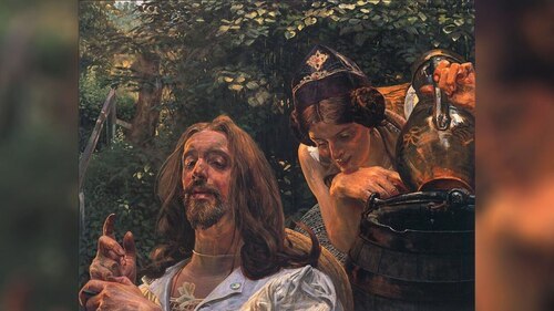 Jezus in Samarijanka ob Jakobovem studencu (slika: Jacek Malczewski, Public domain, via Wikimedia Commons)