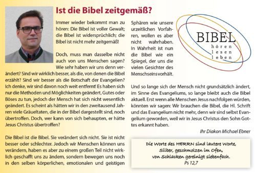 Aus dem Pfarrblatt des Pfarrverbandes, Ausgabe März bis Juni 2019.