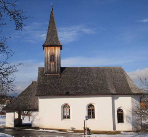 Filialkirche St. Johann | Podružnica Šentjanž<br />
Foto: © Pfarrarchiv