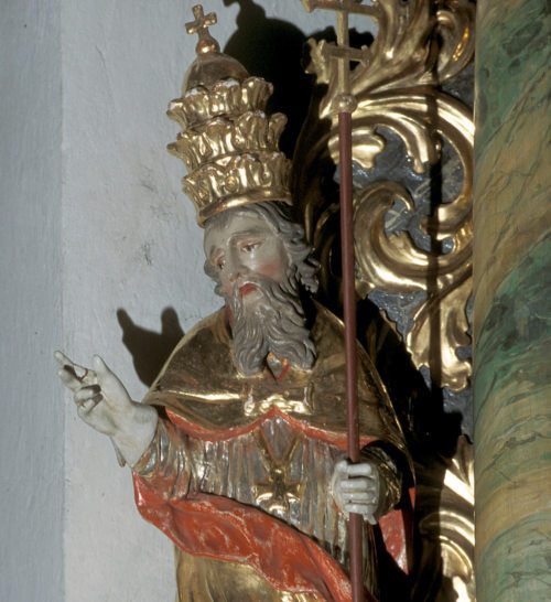 Hl. Silvester: Filialkirche hl. Nikolaus, Dellach, Pfarre St. Daniel im Gailtal, um 1720. Foto: Prof. Heinz Ellersdorfer Hl. Silvester: Filialkirche hl. Nikolaus, Dellach, Pfarre St. Daniel im Gailtal, um 1720. Foto: Prof. Heinz Ellersdorfer