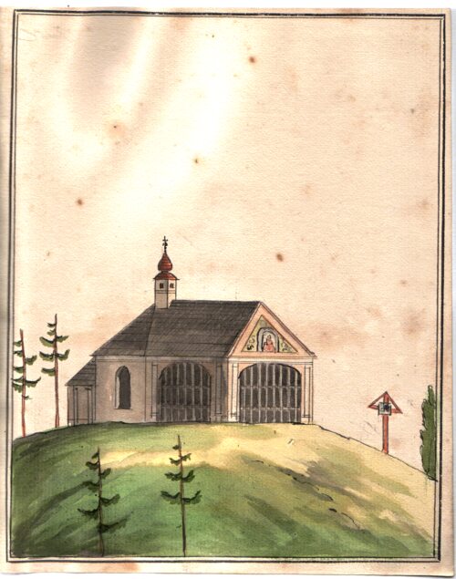 Kalvarienbergkirche in St. Stefan im Gailtal um 1815 (Archiv der Diözese Gurk in Klagenfurt).