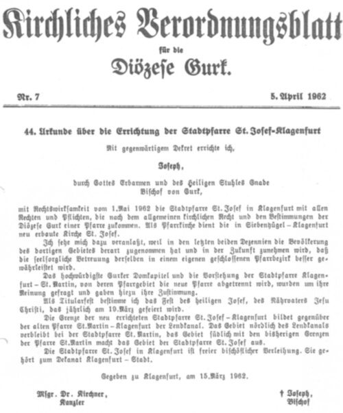 Kichliches Verordnungsblatt für die Diözese Gurk - Nr. 7, 5. April 1962