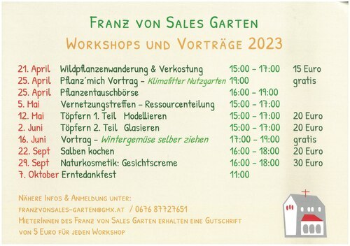 Workshops und Vortrage im Franz von Sales-Garten 2023 (Foto: Julia Leitner)