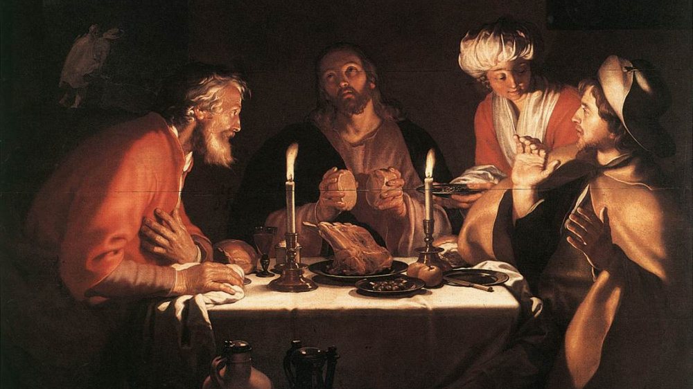 Szene des Evangeliums vom Ostermontag: Die beiden J&uuml;nger erkennen Jesus beim Brechen des Brotes in Emmaus (&Ouml;lgem&auml;lde von Abraham Bloemaert, 1622) |  &copy; Foto: aus Wikipedia.