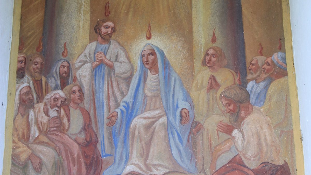 Pfingsten - das Fest des Heiligen Geistes, Bildstock in Heiligengrab in der Gemeinde Bleiburg (Neithan90 [Public domain], https://commons.wikimedia.org/wiki/File:Heiligengrab_-_Bildstock_-_Pfingsten.jpg?uselang=de)